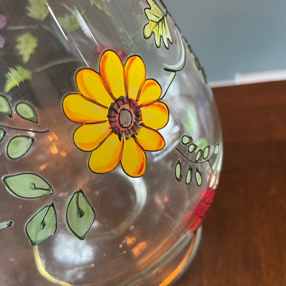 Hand painted glass pitcher - Picture 2 of 5